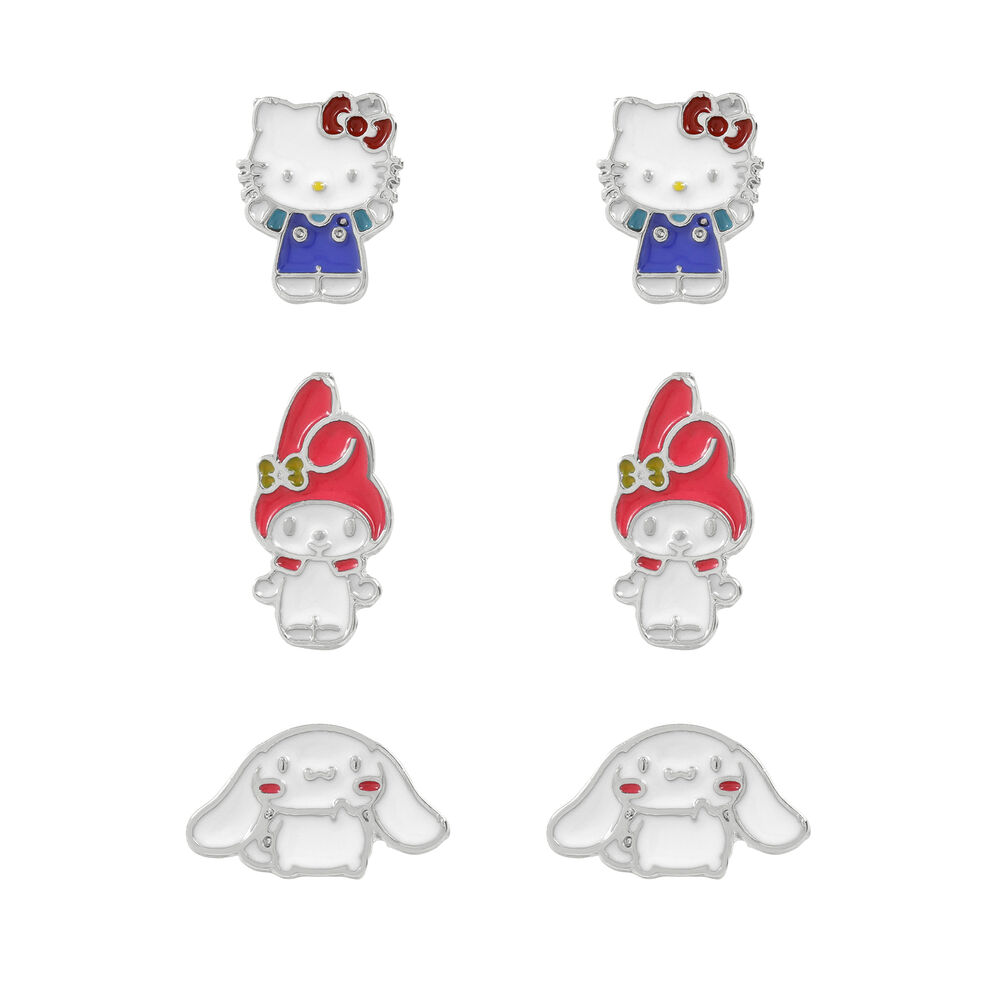 Hello Kitty & Friends Set 3 pairs of earrings silver